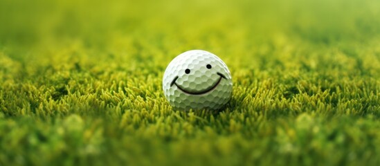 Naklejka premium Smiling Golf Ball on Green Grass