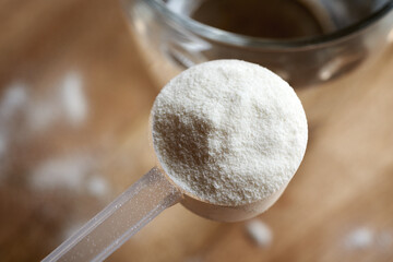 Collagen powder, closeup