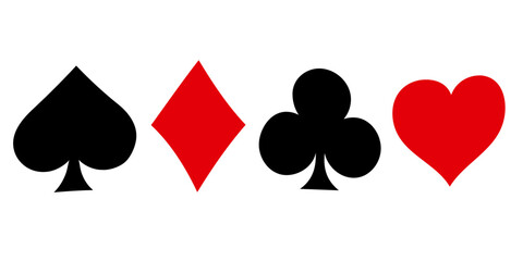 Suit deck of playing cards on white background. Poker and Casino. Vector illustration.