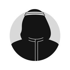 Arab Muslim, portrait, silhouette, avatar or profile of unknown anonymous people.  Eastern Arabian man in traditional clothing.