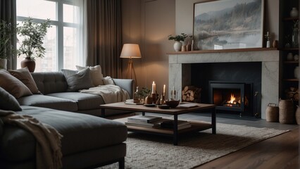 Spacious living room with rustic charm