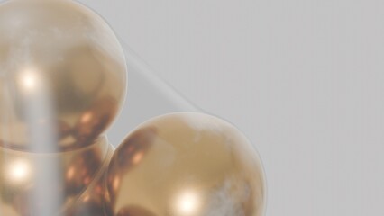 Gold abstract balloons in a clear wrapper.