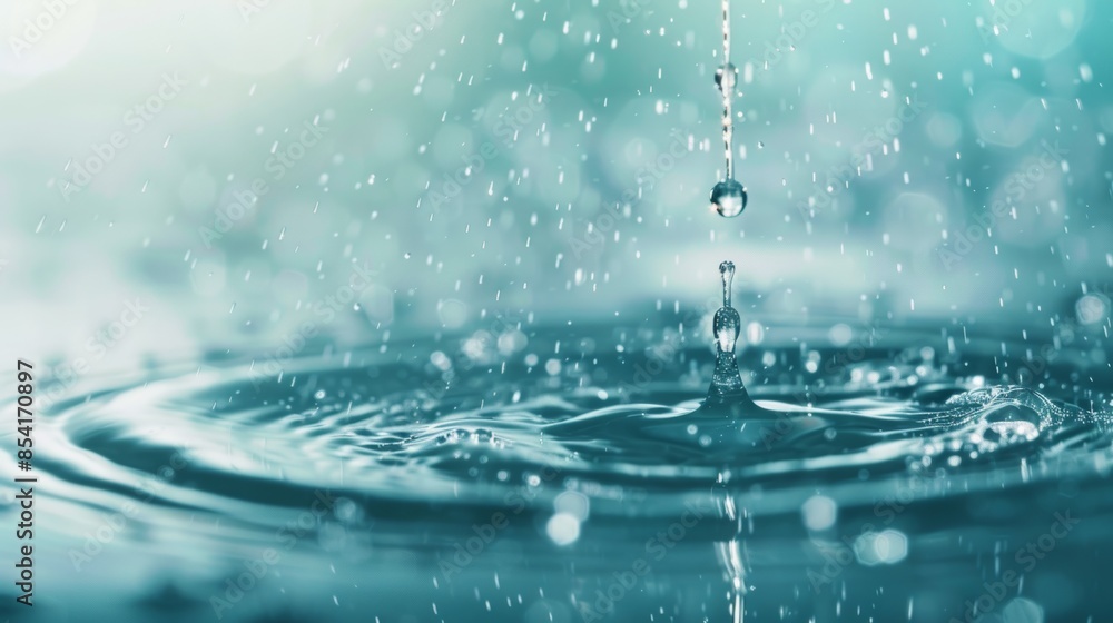 Poster water droplets falling from above and below generative ai