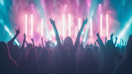 Vibrant Nightlife Scene with Friends at a Concert Generative AI