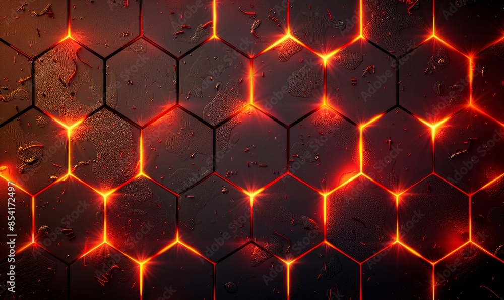 Poster Abstract background hexagon pattern with glowing lights