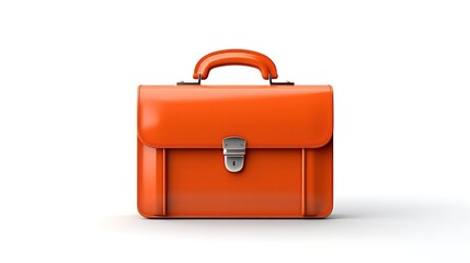 3D rendering of a red leather briefcase with a silver handle and lock. The briefcase is isolated on a white background.