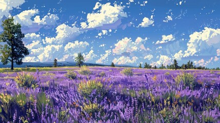 Field with Lavender Blooms