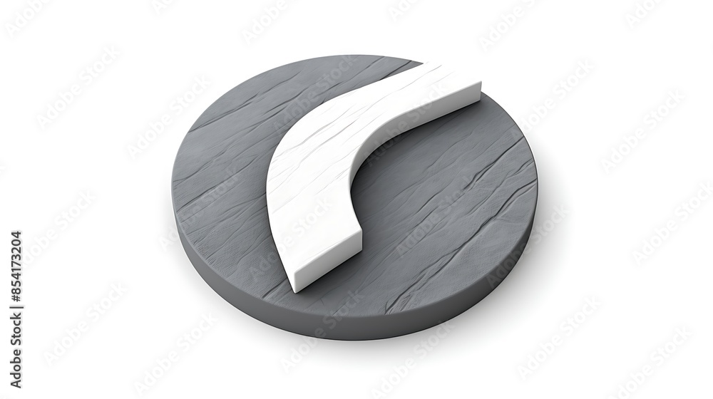 Poster 3d rendering of a white arrow on a stone disk. the arrow points to the right. the disk has a rough, 