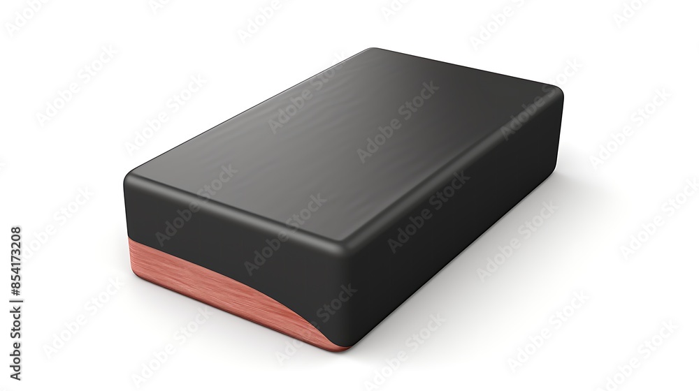 Poster 3d rendering of a black rectangular box with a glossy finish. the box is slightly angled to the view
