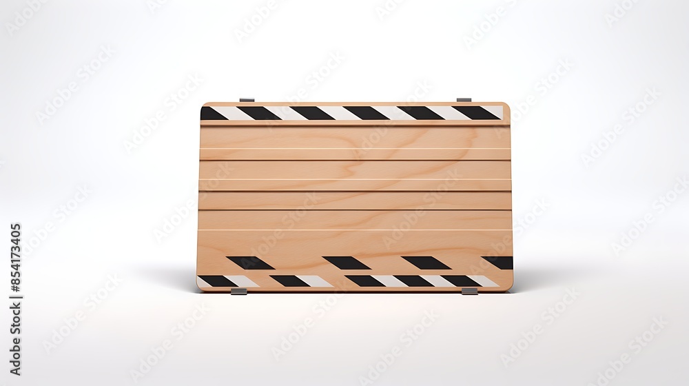 Poster **assistant** a wooden clapperboard with a black and white striped pattern on the top and bottom.