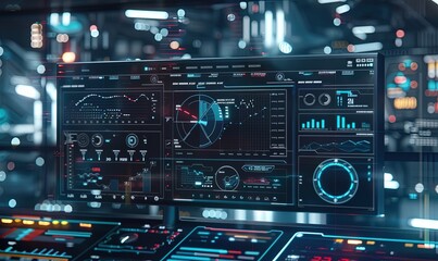 Fototapeta premium interface showing future computer technology of profit analytic, online marketing research and information report for digital business strategy.