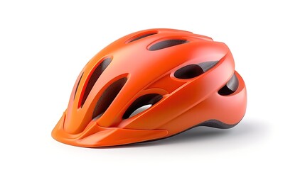 Orange bicycle helmet isolated on white background. 3D rendering.