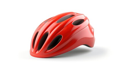 Red bicycle helmet isolated on white background. 3D rendering.