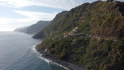 green mountains from drone on Madeira
