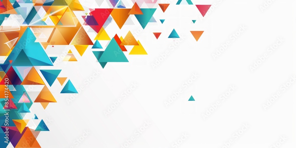 Poster geometric triangle pattern on white background for digital science concepts with space for text.