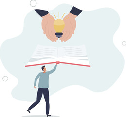 creativity or idea, reading book for inspiration, discover solution or literature, wisdom concept.flat