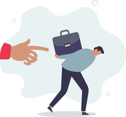 layoff or dismissal worker, misconduct or underperform staff, failure or trouble employment, jobless or unemployment concept.flat illustration