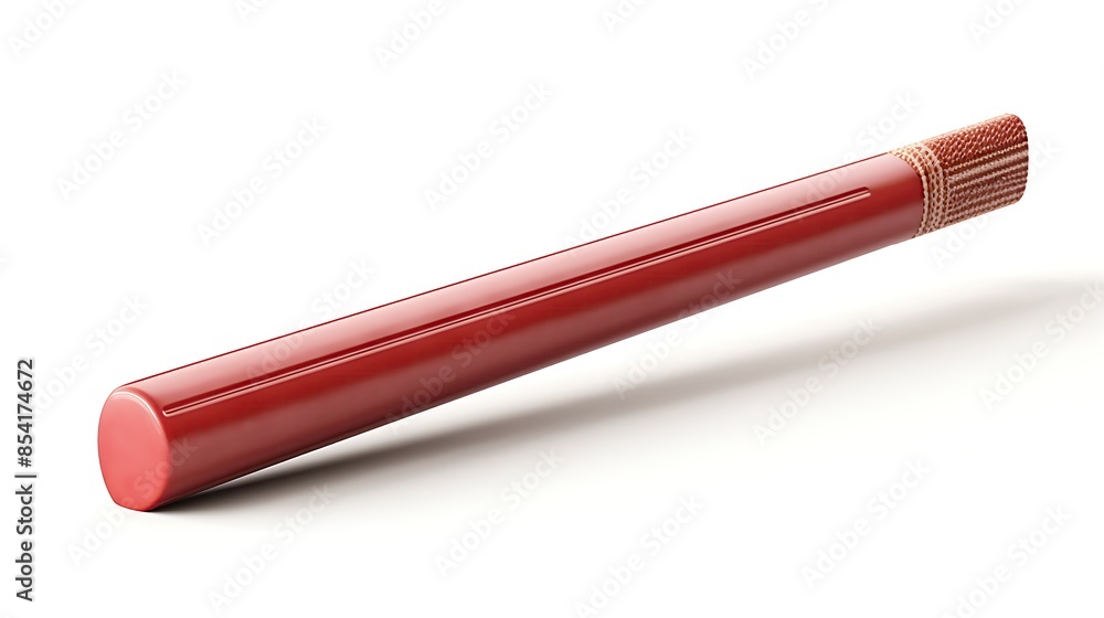 Poster 3d rendering of a red cylinder with a white background. the cylinder is smooth and shiny, and it is 