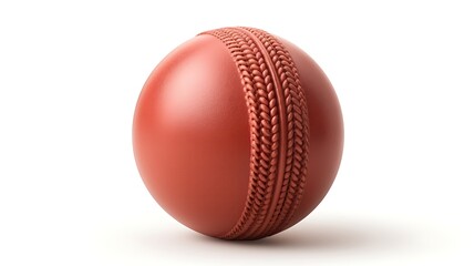 A red cricket ball with a seam. The ball is isolated on a white background.