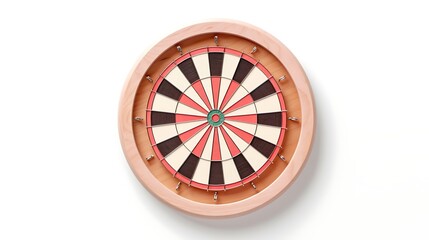 Obraz premium This image is of a dartboard with a wooden surround. The dartboard is red, green, and black, with a white background.