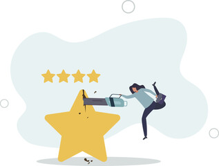 Investment rating downgrade, credit score of mortgage or bond or corporate loan concept.flat illustration.