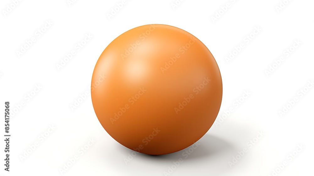 Poster 3d rendering of a smooth, round, orange ball on a white background. the ball is facing the viewer at