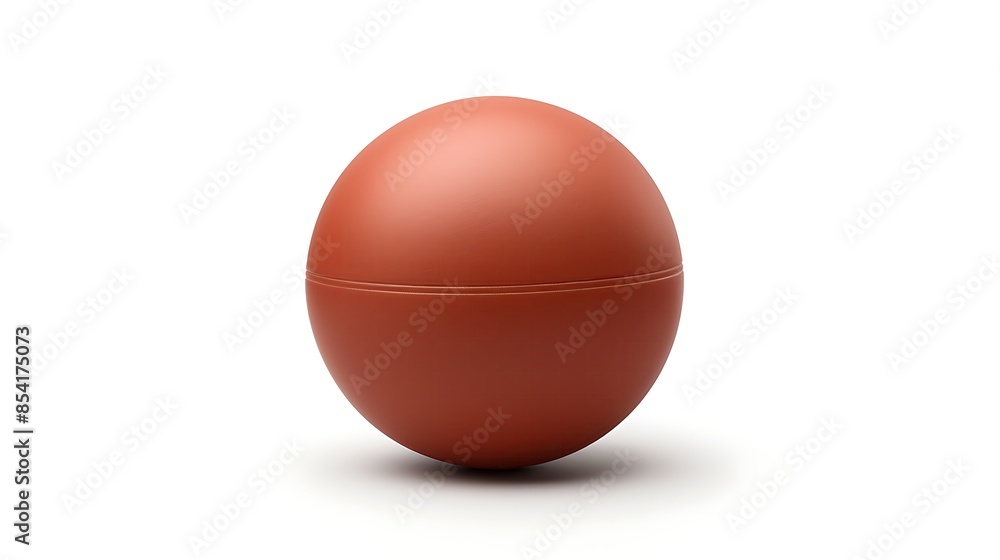 Poster 3d rendering of a red rubber ball on a white background. the ball is slightly glossy and has a seam 