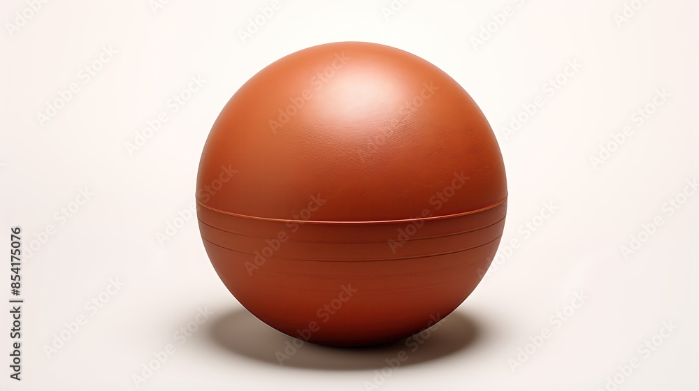Poster 3d rendering of a brown rubber ball on a white background. the ball is slightly glossy and has a sea