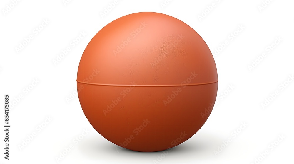 Poster 3d rendering of a red rubber ball on a white background. the ball is slightly glossy and has a seam 