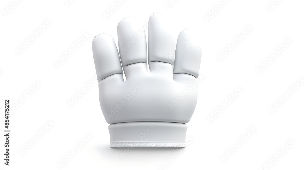 Poster 3d rendering of a white cartoon glove. the glove is facing the viewer with the fingers spread open.