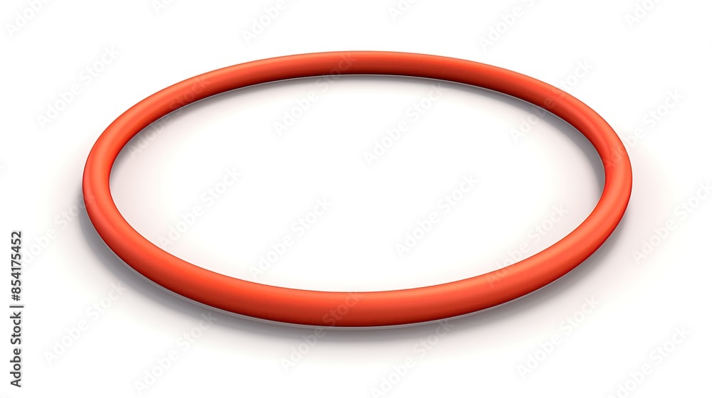 Poster 3d rendering of a red rubber ring on a white background. the rubber ring is a simple object, but it 