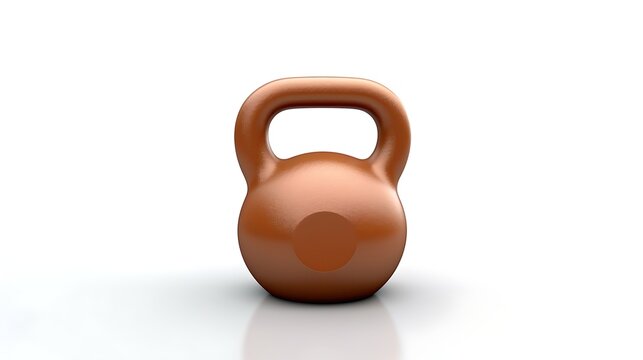 Orange kettlebell isolated on white background. 3D rendering illustration.