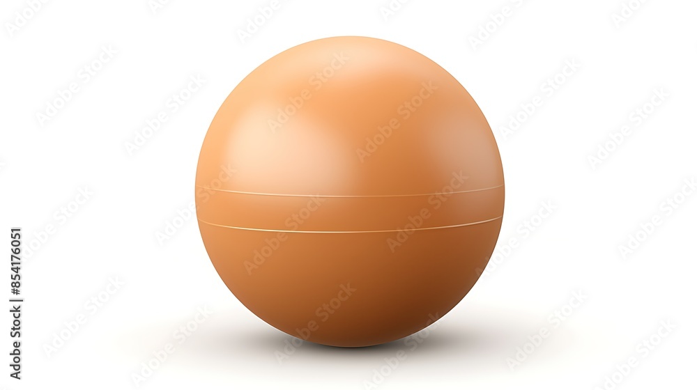 Poster 3d rendering of a brown rubber ball on a white background. the ball is slightly glossy and has a sea