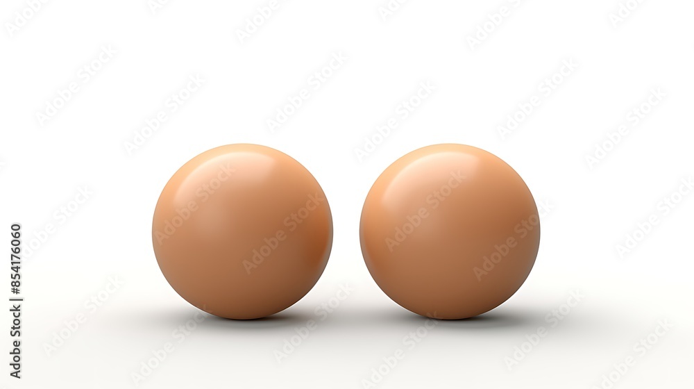 Poster 3d rendering of two brown spheres on a white background. the spheres are perfectly round and have a 