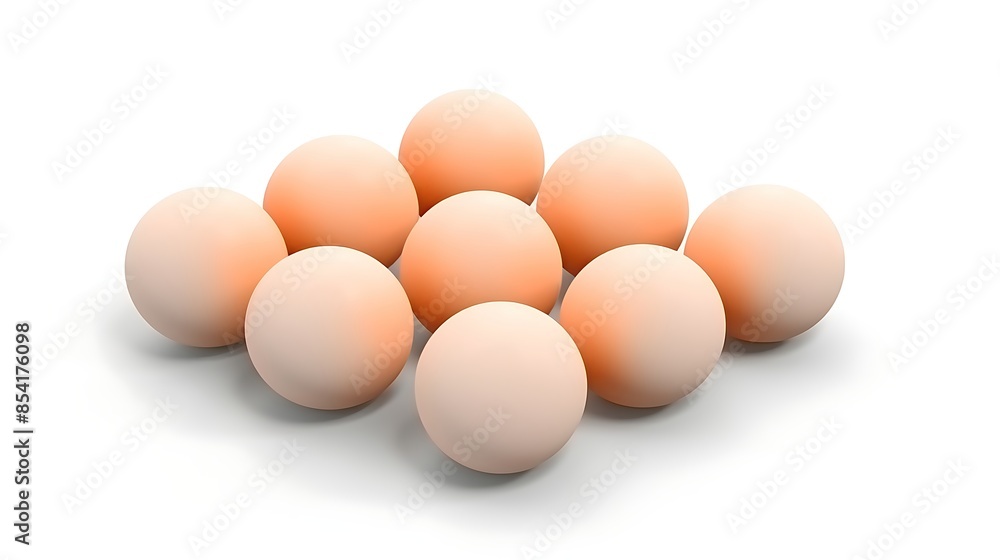 Poster 3d rendering of a group of eggs on a white background.