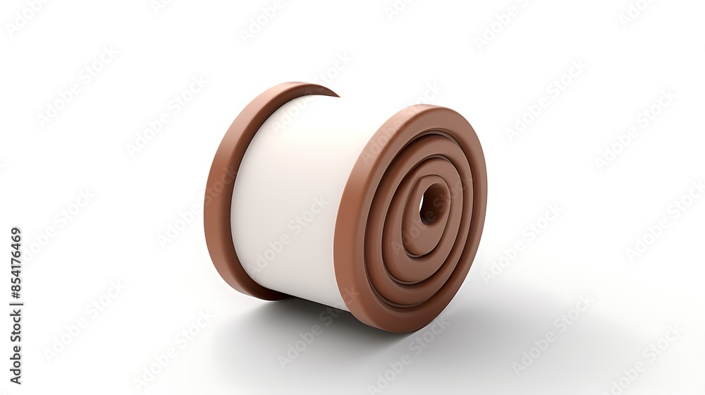 Poster 3d rendering of a brown and white cartoon snail shell. the shell is smooth and glossy, and it is lyi
