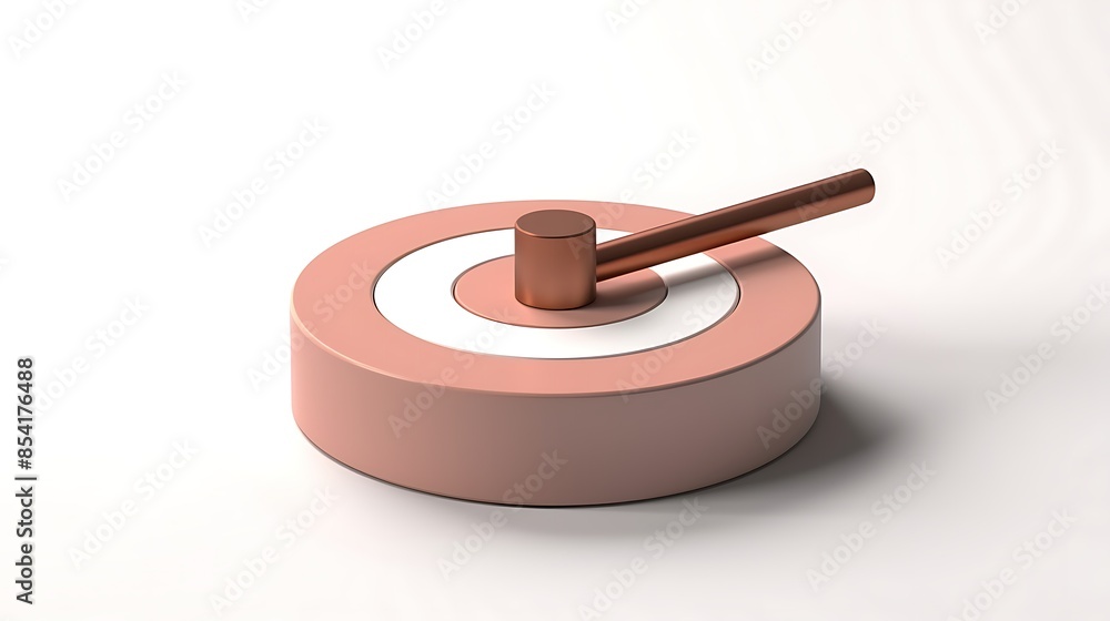 Poster 3d rendering illustration of a minimal abstract composition. a pink cylinder with a hole in the midd