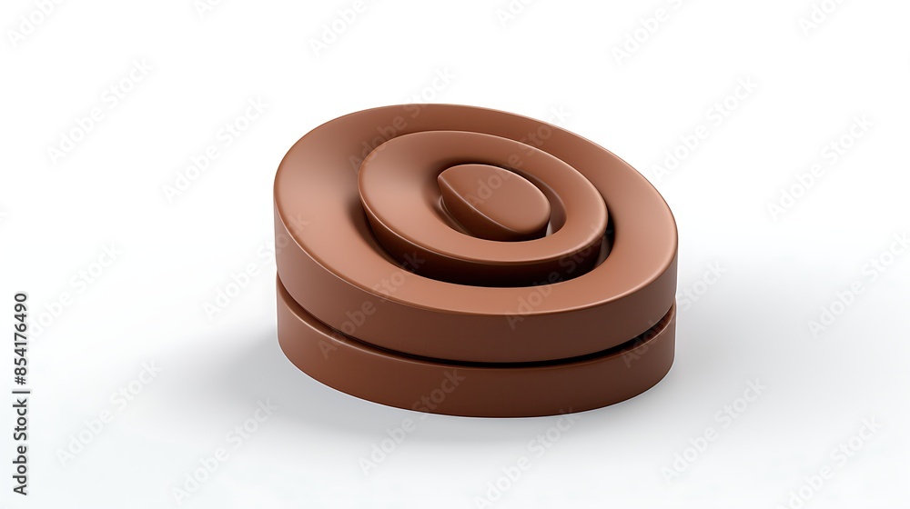 Poster 3d rendering of a chocolate candy. the candy is brown and has a hole in the middle. it is sitting on