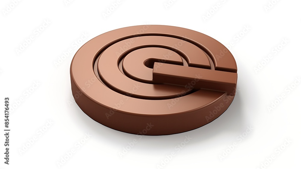 Poster 3d rendering of a chocolate-colored circle with a section missing, resembling a puzzle piece.