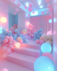 3D render Minimalist pastel color background ,floating,non gravity,commercial