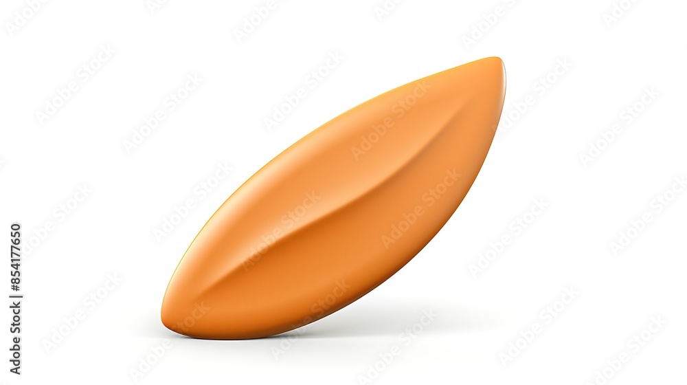 Poster 3d rendering of an orange surfboard isolated on a white background. the surfboard is facing the righ