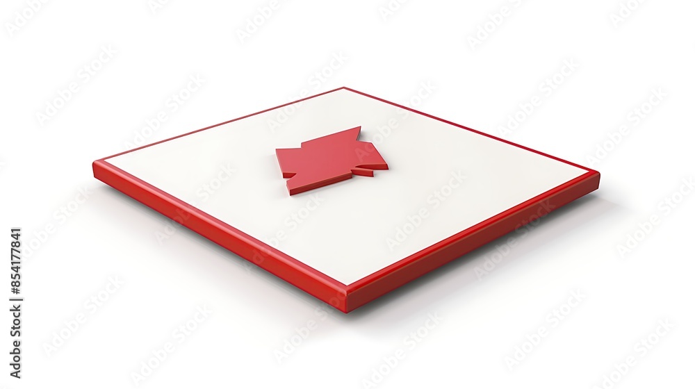 Poster a 3d rendering of a red puzzle piece on a white background.