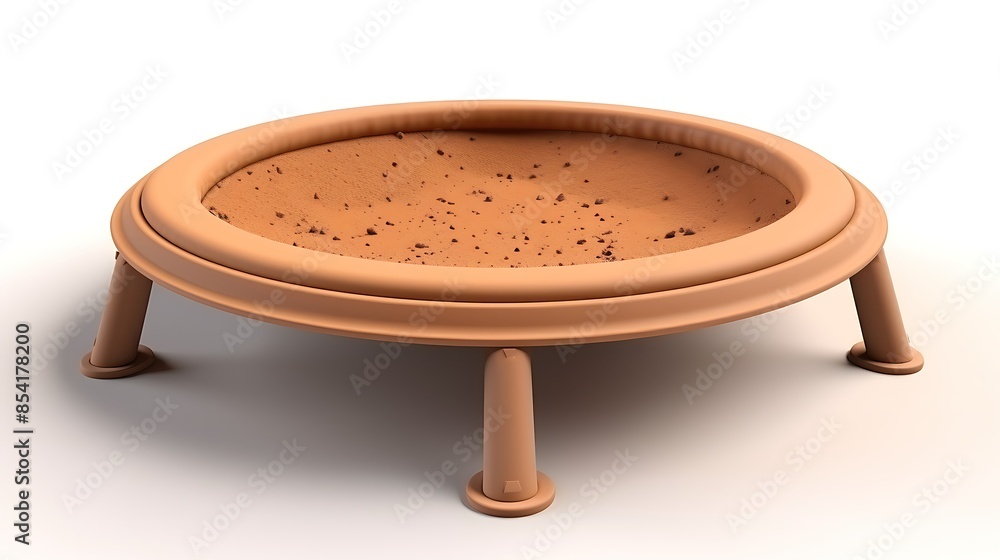 Poster 3d rendering illustration of a simple round trampoline. isolated on a white background.
