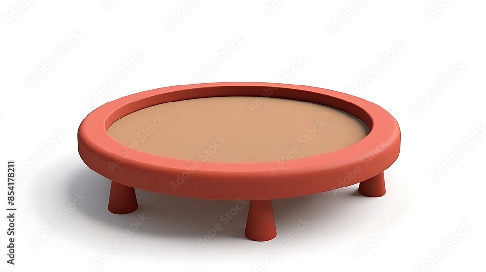 Poster 3d rendering illustration of a round table with three legs. the table is made of a smooth material a