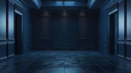elegant dark empty room at night with copy space