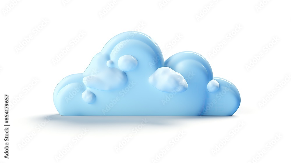 Aufkleber 3d rendering of a fluffy white cloud on a white background. the cloud is soft and puffy, with a few 