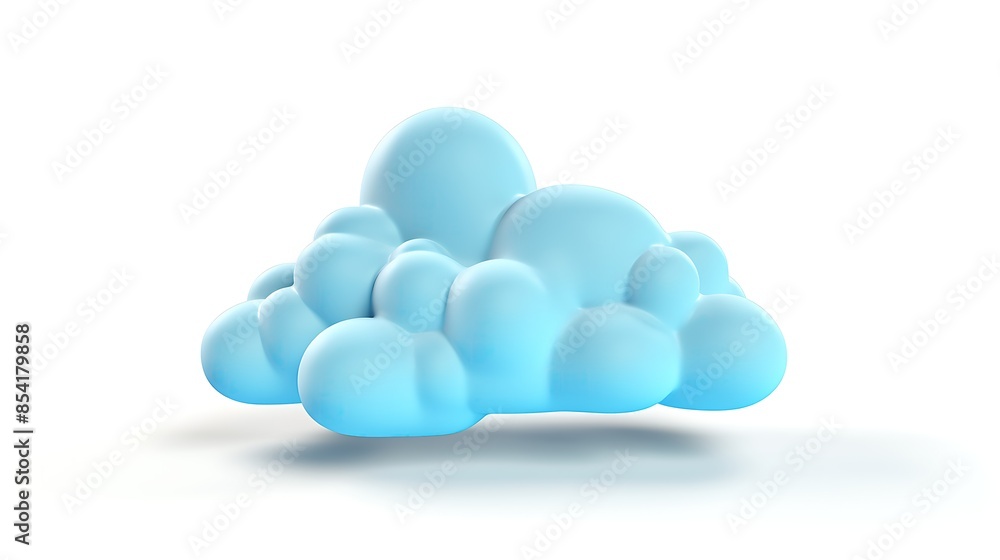 Poster 3d rendering of a fluffy white cloud on a transparent background. the cloud is soft and has a realis