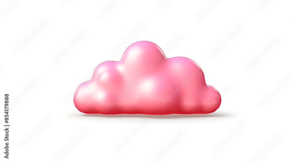 Poster a pink fluffy cloud floating on a white background. the cloud is soft and has a cotton-like texture.