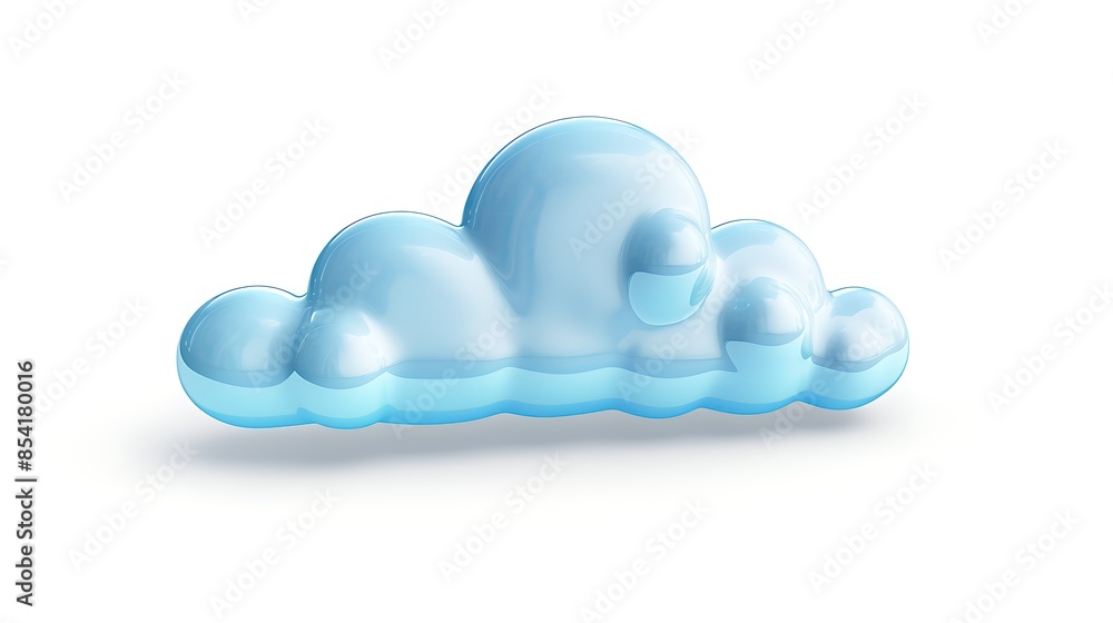 Poster a 3d rendering of a fluffy white cloud on a white background. the cloud is soft and puffy, and it lo