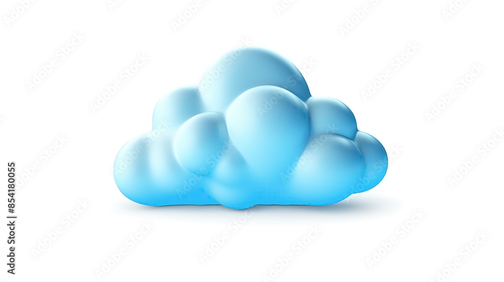 Aufkleber 3d rendering of a fluffy blue cloud on white background. soft and puffy, this cloud is perfect for a
